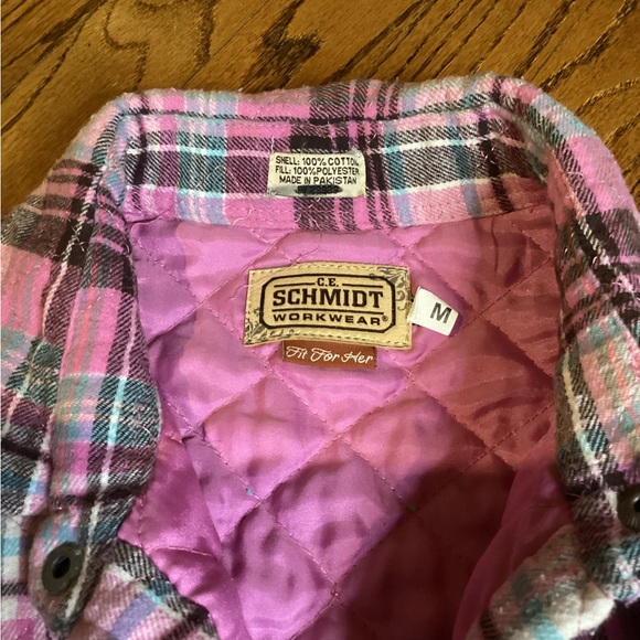CE SCHMIDT WORKWEAR FOR WOMEN PINK QUILTED FLANNEL SHIRT JACKET SZ. M - Picture 9 of 9